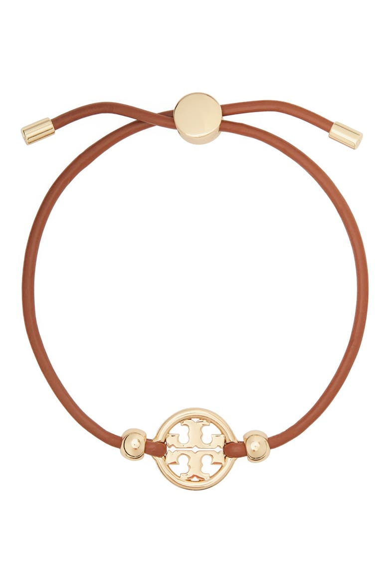 Icon Slider Bracelet, Main, color, TORY GOLD / CUOIO