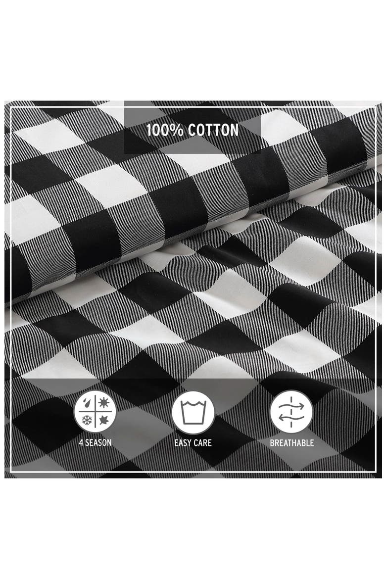 Mountain Plaid Cotton Duvet Cover Set, Alternate, color, BLACK/WHITE