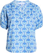 SUGARLIPS Elyse Geo Neli Puff Sleeve Cotton Top