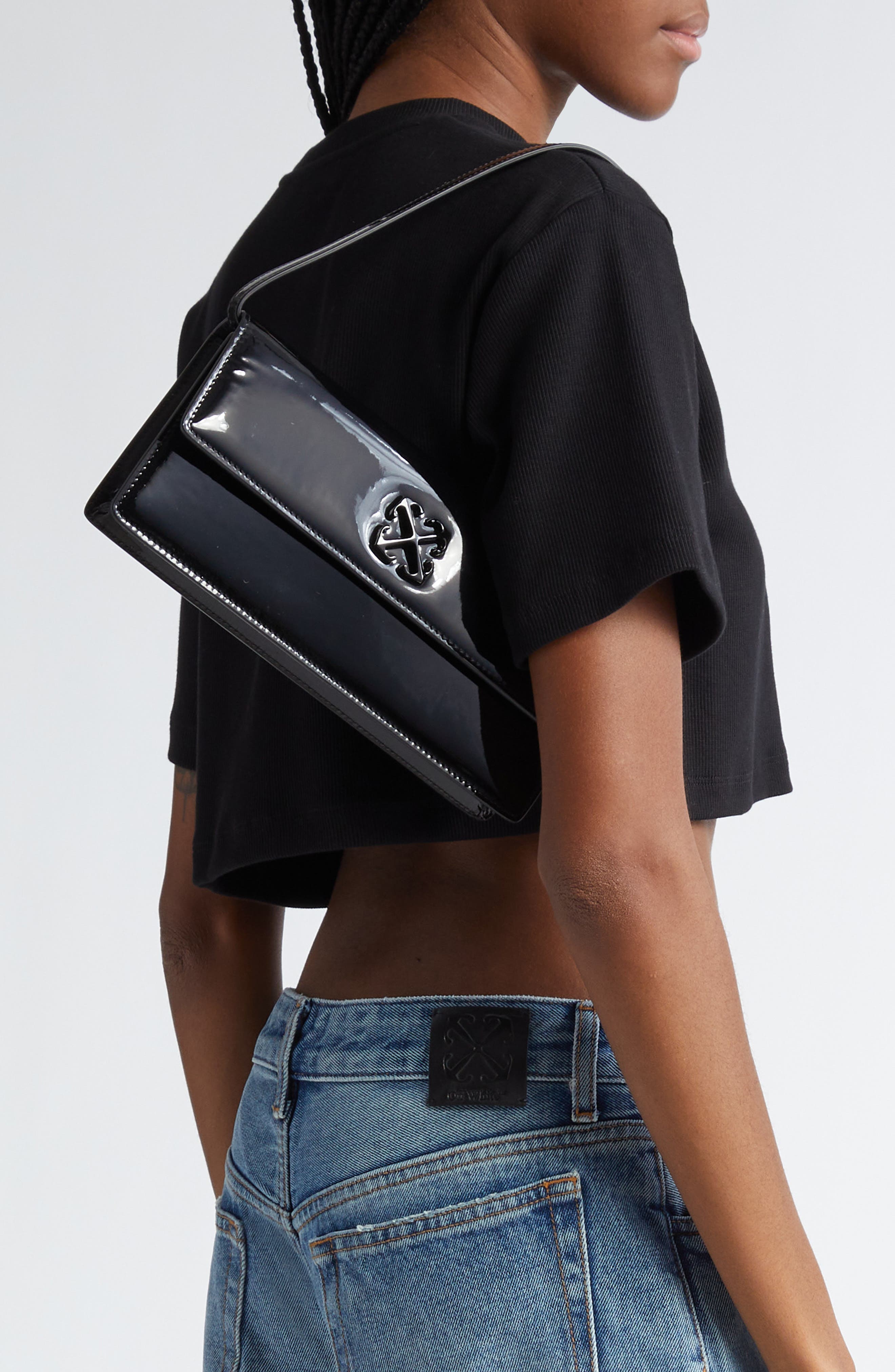 Off-White Jitney 1.0 Patent Leather Shoulder Bag, Alternate, color, 