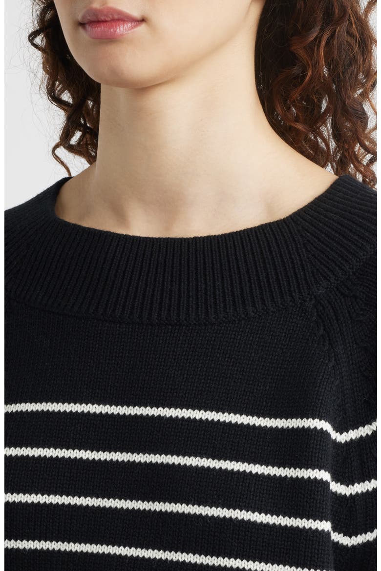 Stripe Crewneck Sweater, Alternate, color, BLACK/ CREAM