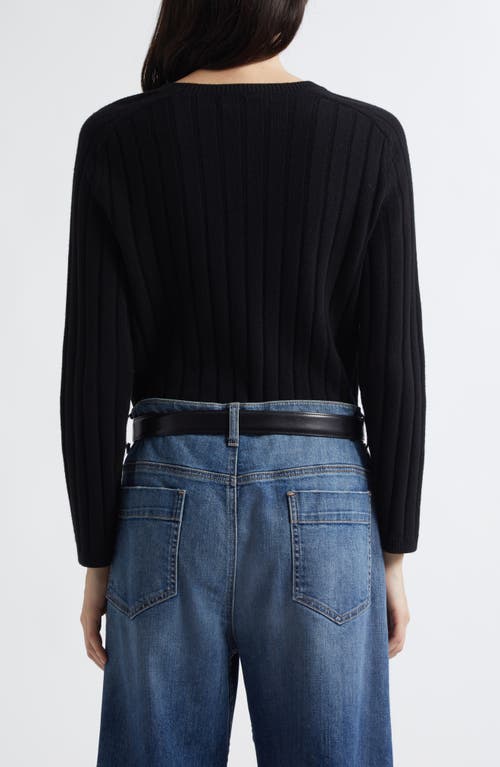 Nili Lotan Alise Ribbed Merino Wool And Cashmere-blend Sweater In Black