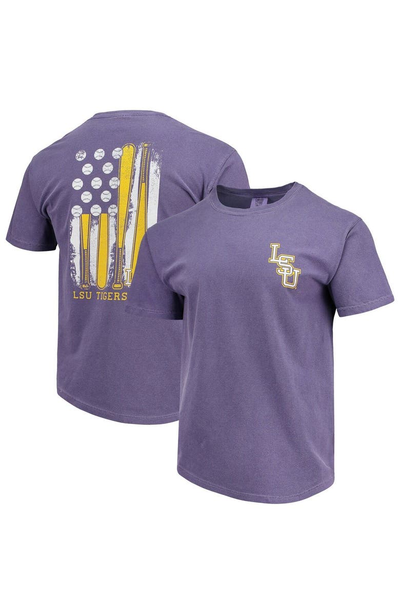 IMAGE ONE Men's Purple LSU Tigers Baseball Flag Comfort Colors T-Shirt, Main, color, 