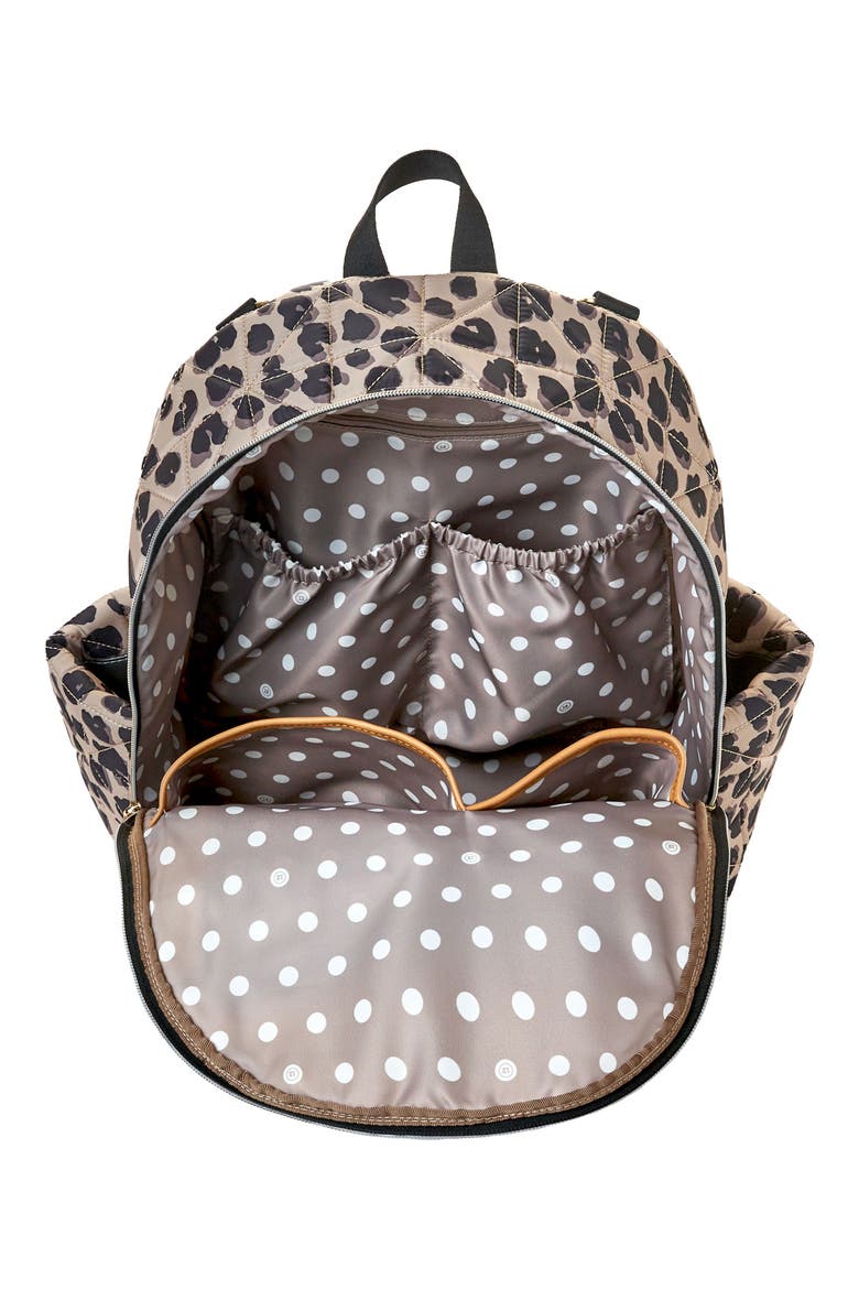 Companion Quilted Nylon Diaper Backpack, Alternate, color, LEOPARD PRINT