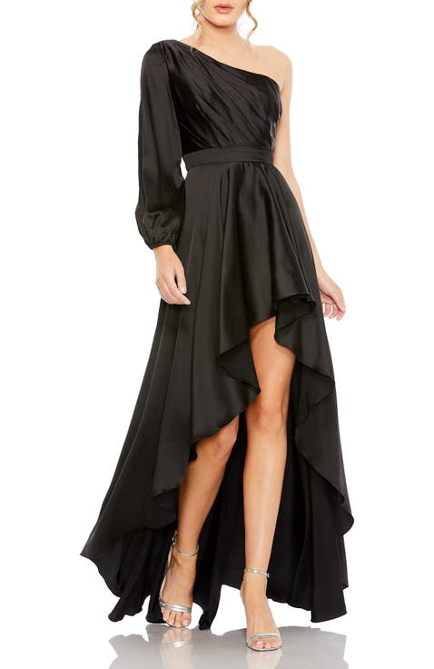 High Low One Shoulder Flowy Gown