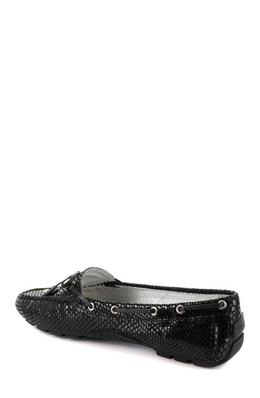 Marc Joseph New York Cypress Hill Leather Tiebow Driver Loafer, Alternate, color, Black Snake