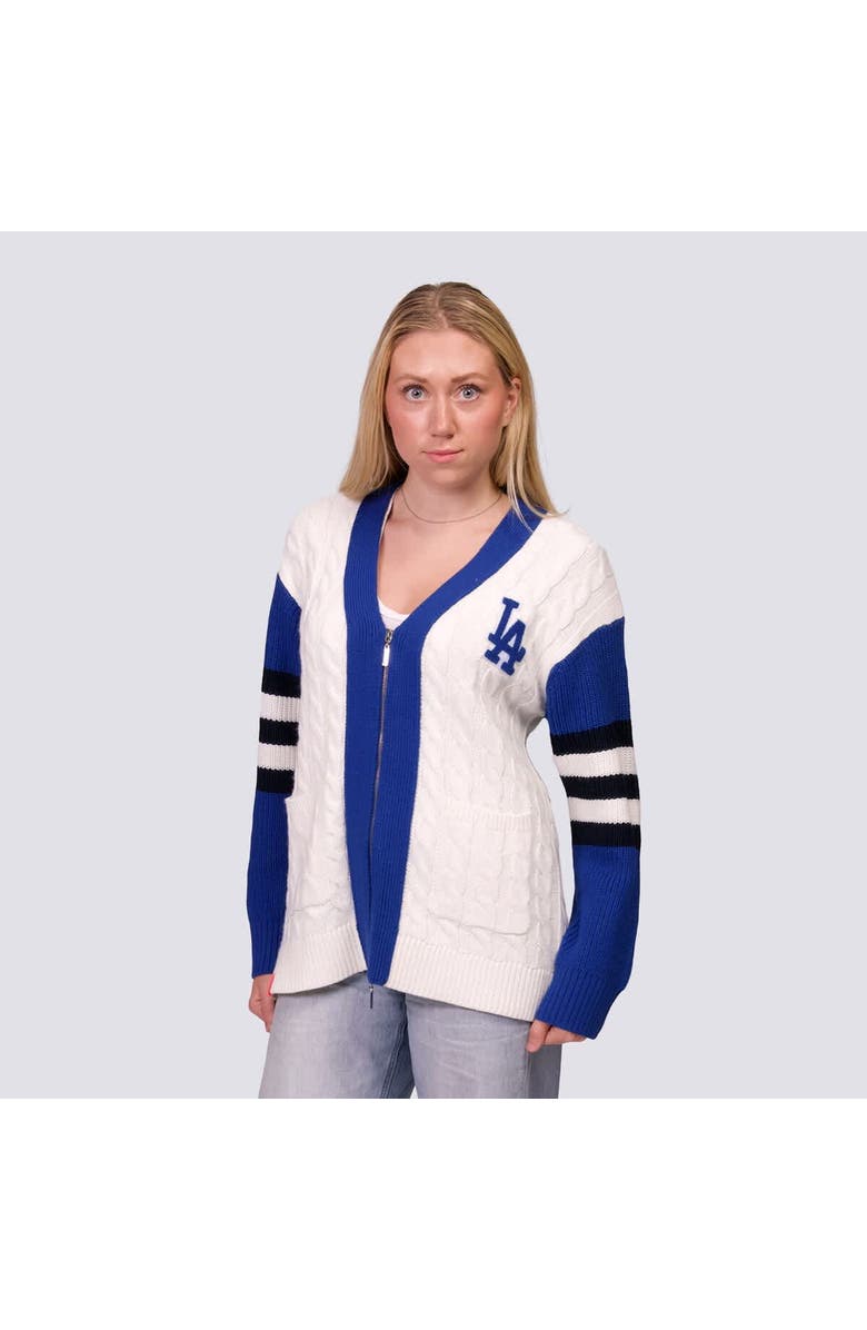 LUSSO Women's Lusso Royal/White Los Angeles Dodgers Shyla Knit V-Neck Full-Zip Sweater, Alternate, color, Royal