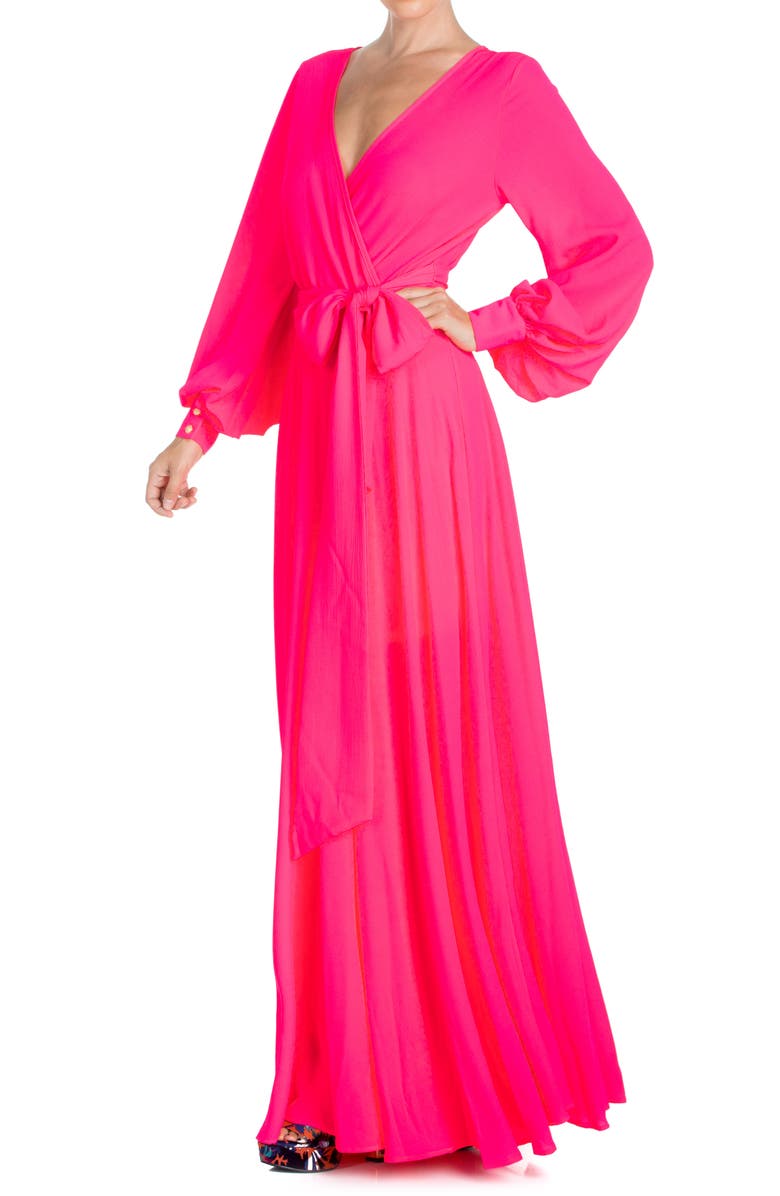 MEGHAN LA Lilypad Maxi Dress, Alternate, color, Neon Pink