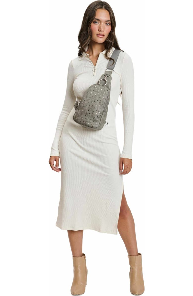 MODA LUXE Regina Studded Sling Backpack, Alternate, color, Grey