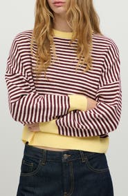 MANGO TEEN Striped Crewneck Sweater