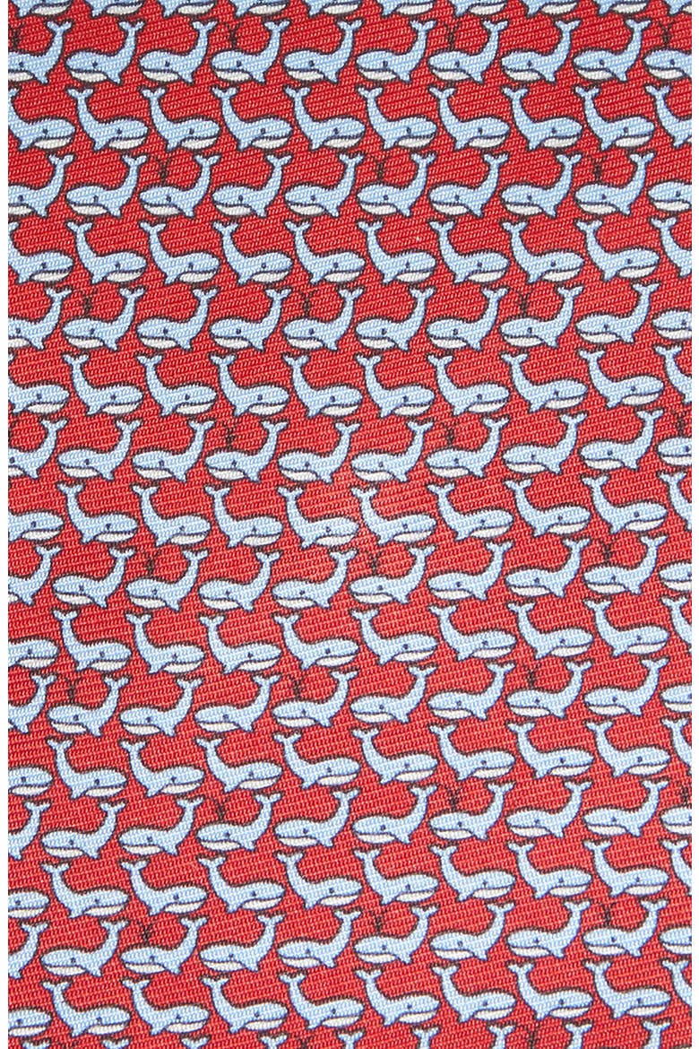 Whale Print Silk Tie, Alternate, color, RED