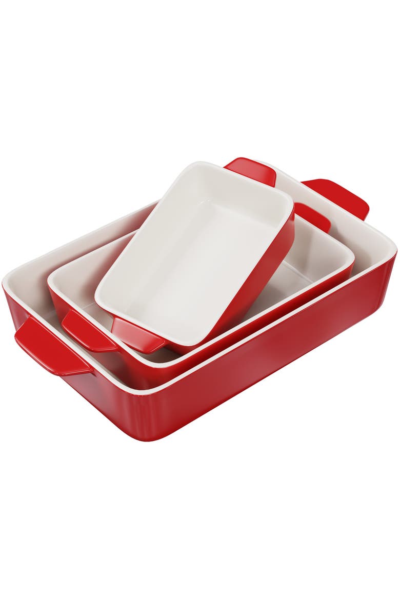 Baking Dishes - Set of 3, Main, color, Cherry Red