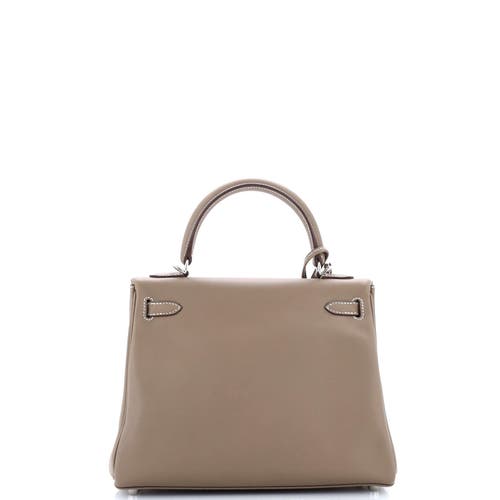 Pre-owned Hermes Hermes Kelly Handbag Grey Swift With Palladium Hardware 25 In Brown