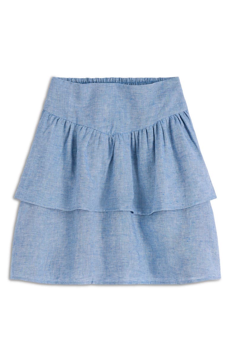 Boden Tiered Linen Skirt, Alternate, color, Chambray