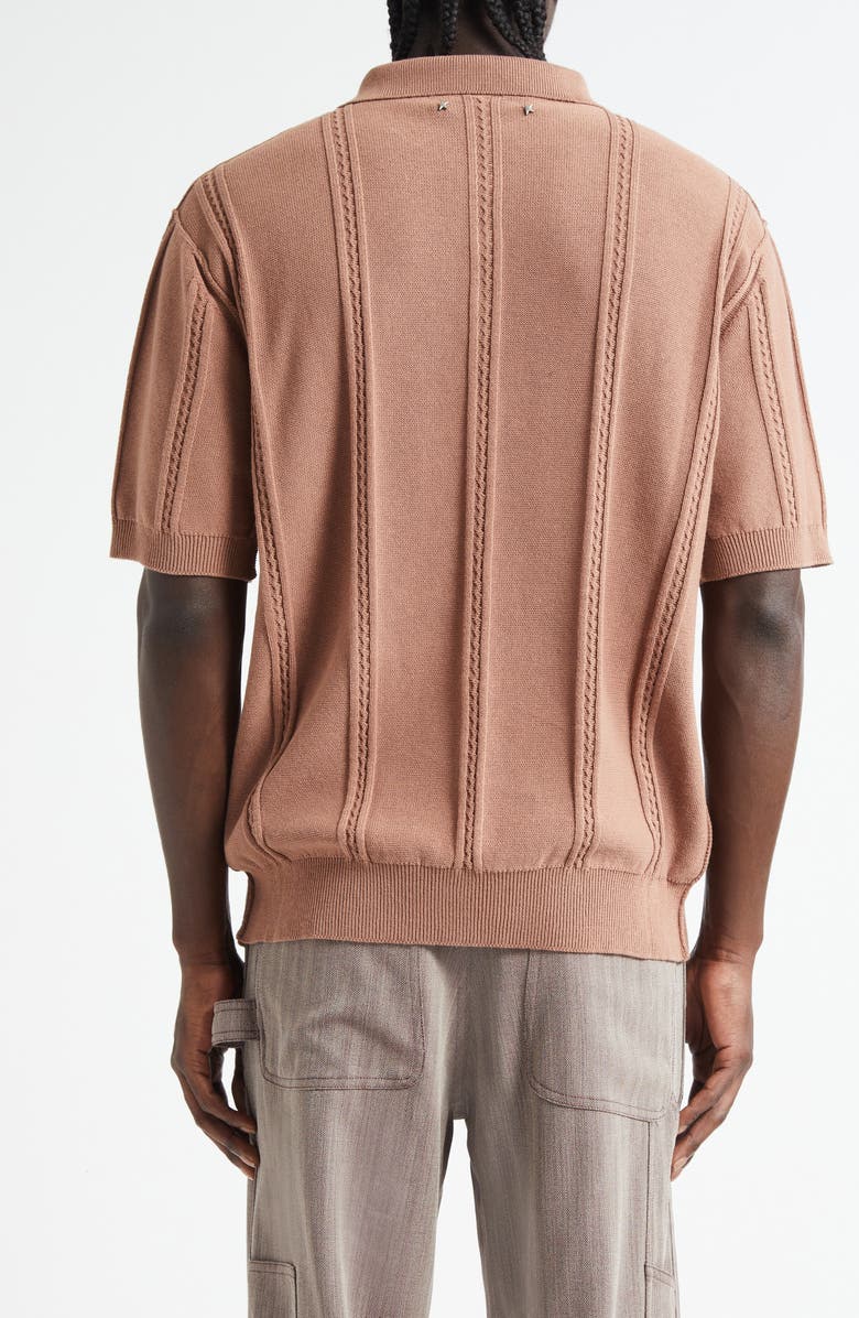 Golden Goose Journey Logo Embriodered Polo Sweater, Alternate, color, Brownie