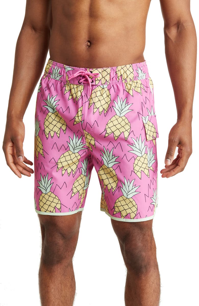 Sovereign Code Joyride Pineapple Swim Trunks, Main, color,