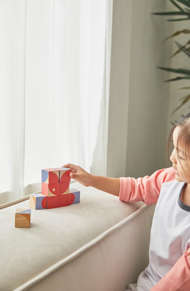 PlanToys<sup>®</sup> Geo Pattern Cube Playset, Alternate, color, Red Multi