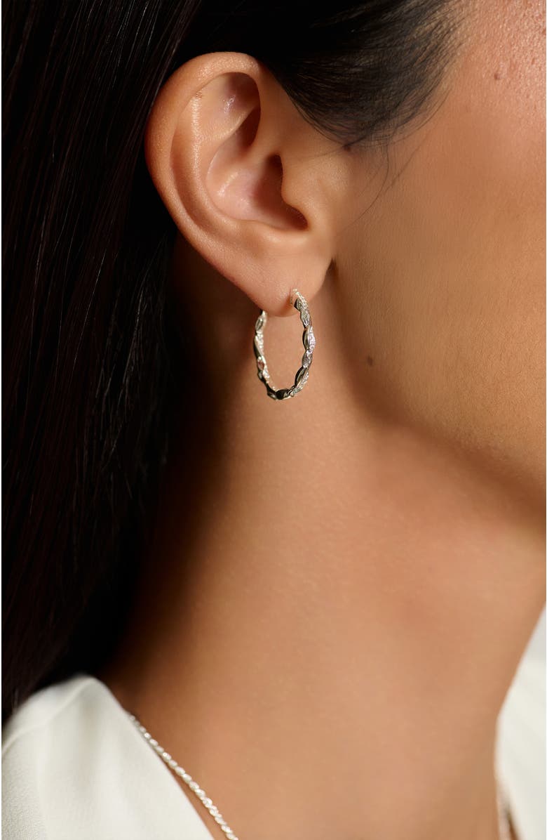 Rizen Jewelry Sacred Vine Hoop Earring, Alternate, color, Sterling Silver