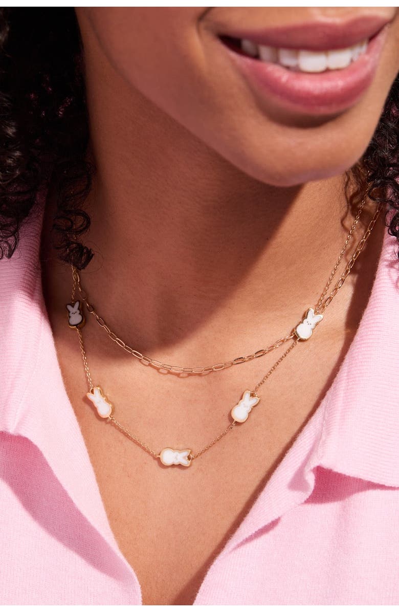 Alex and Ani Peeps<sup>®</sup> Pearlized Bunny Necklace, Alternate, color, Gold