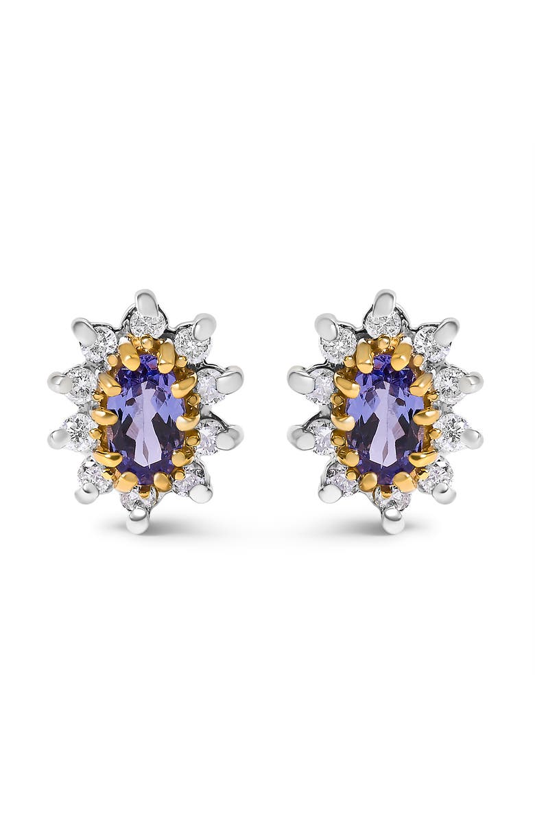 Haus of Brilliance 14K Yellow Gold 1/4 Cttw Diamond andTanzanite Halo Stud Earrings, Main, color, Yellow