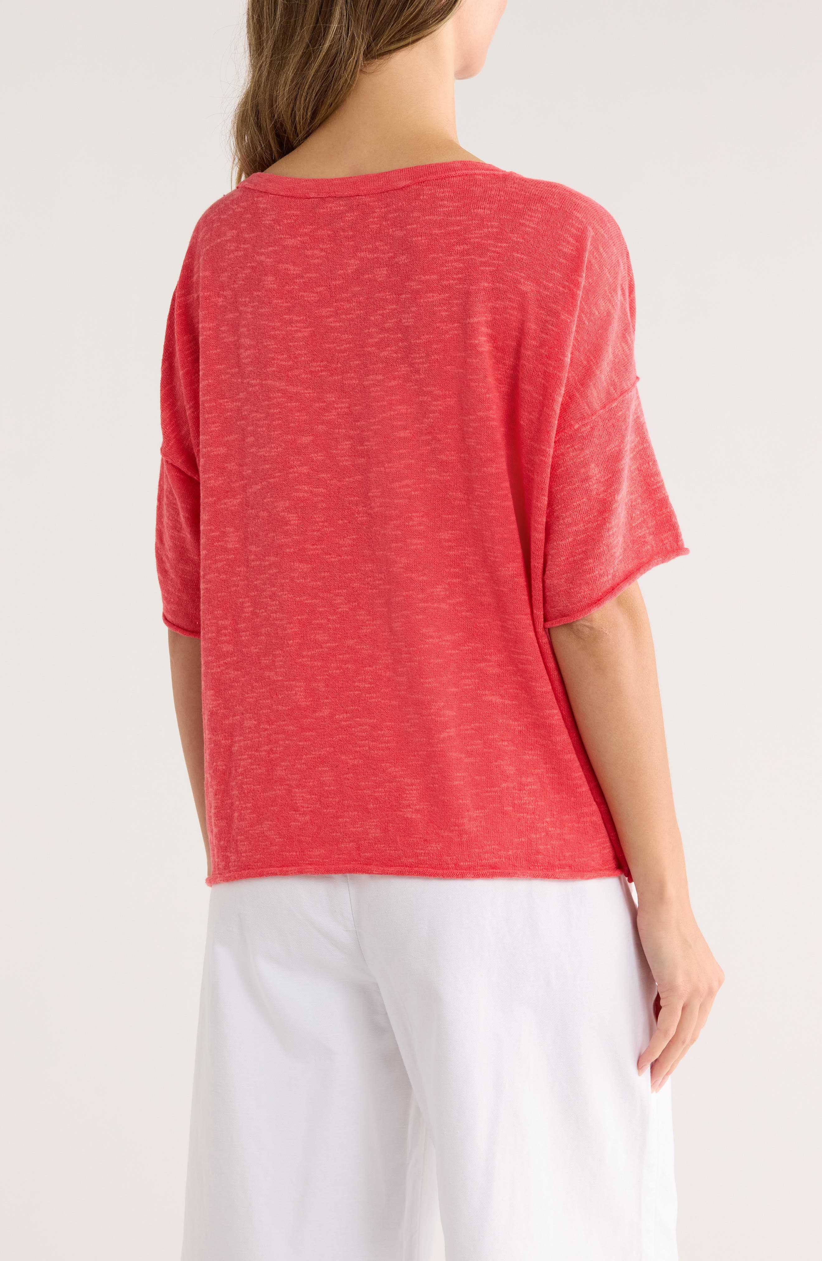 Eileen Fisher Elbow Sleeve Organic Linen & Organic Cotton Sweater ...