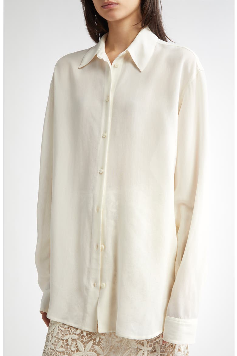 Classic Crepe Button-Up Shirt, Alternate, color, MILK