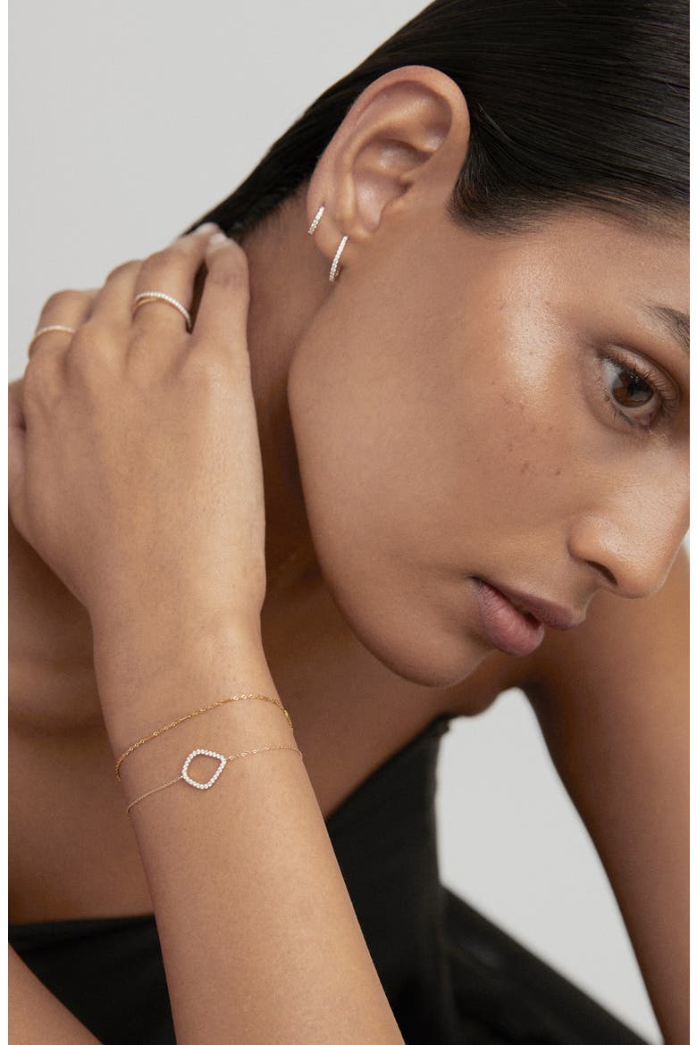 Lab Created Diamond Pavé Small Hoop Earrings, Alternate, color, 14K SOLID GOLD