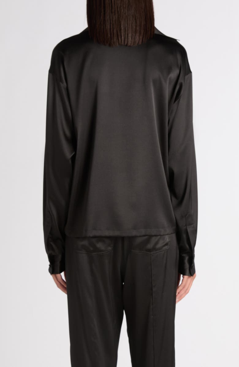 TOM FORD Stretch Silk Satin Polo, Alternate, color, Black