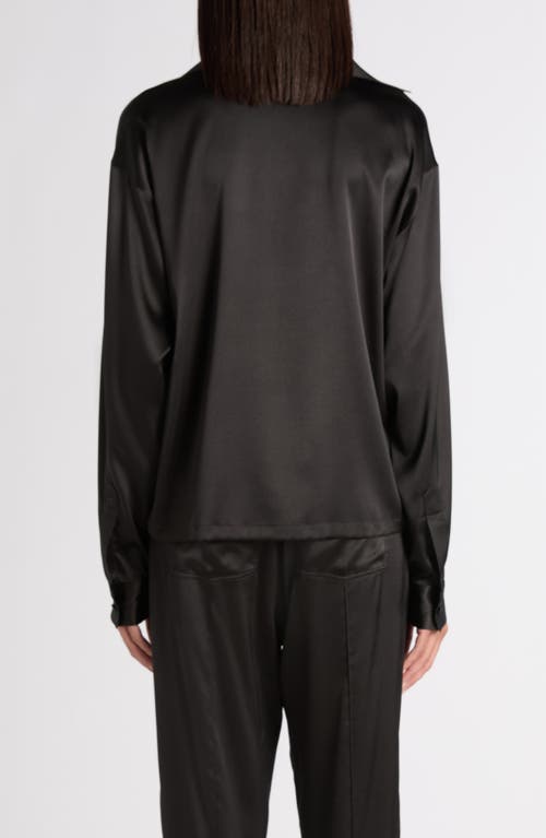 Tom Ford Stretch Silk Satin Polo In Black