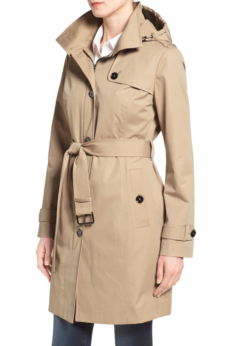 MICHAEL Michael Kors Hooded Trench Coat, Alternate, color, 