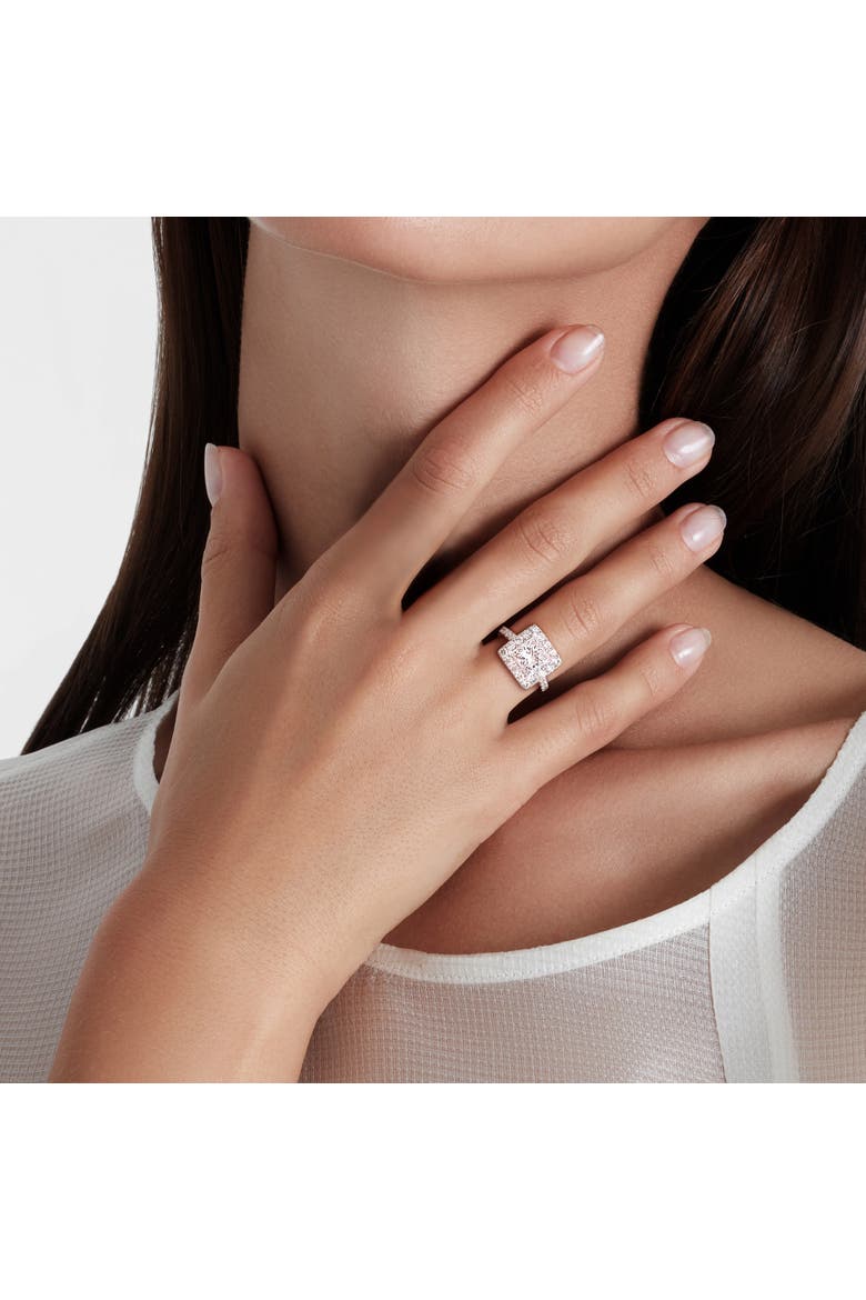 4-1/3 CTW Lab-Grown Diamond Princess Halo Ring 14k, Alternate, color, White Gold