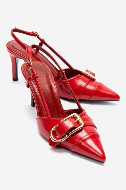 Noen Buckle Pointed Toe Stiletto Pump