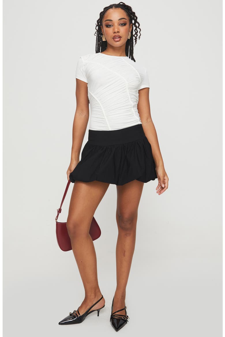 Mersale Bubble Hem Miniskirt, Alternate, color, BLACK