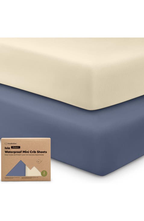 2-Pack Isla [Protect+] Waterproof Mini Crib Sheets