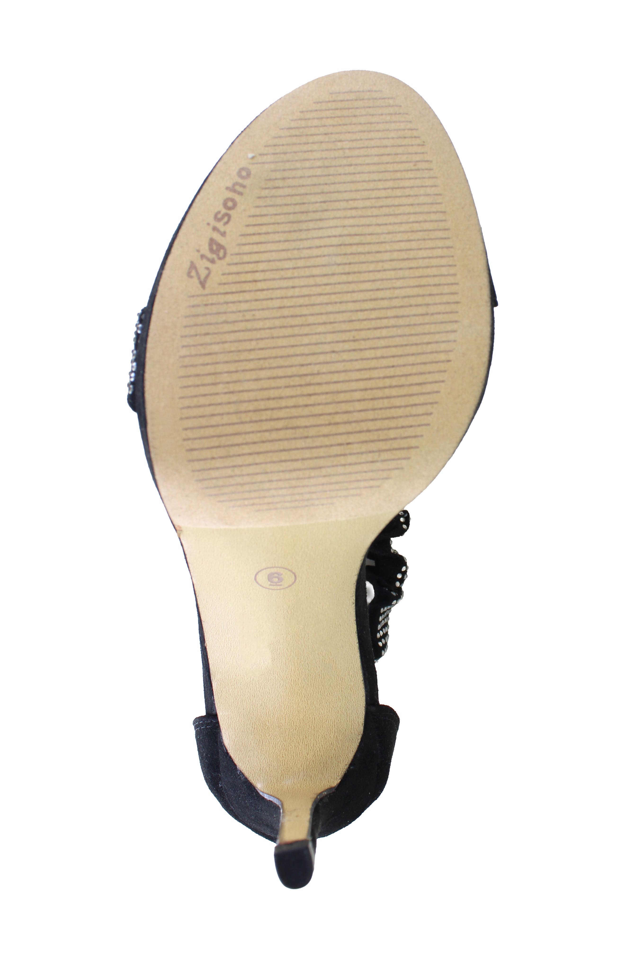 ZIGISOHO Ankle Strap Stiletto Sandal, Alternate, color, Black Suedette