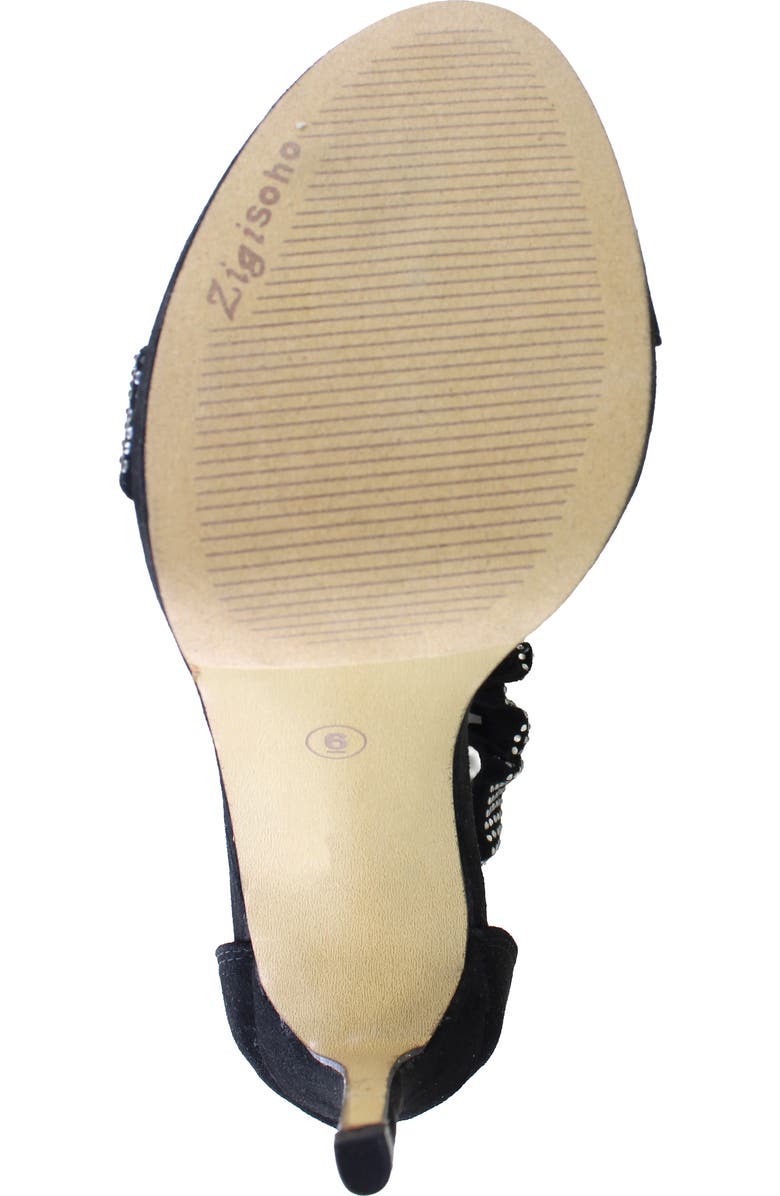 ZIGISOHO Ankle Strap Stiletto Sandal, Alternate, color, Black Suedette