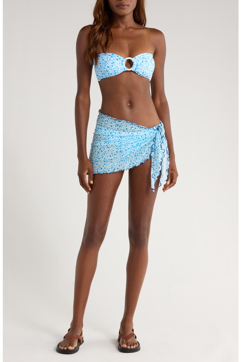 Floral Lettuce Edge Sheer Stretch Mesh Cover-Up Sarong, Main, color, DREAM FLOWER