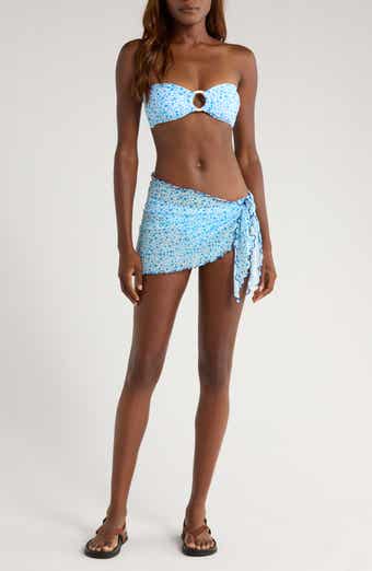 Floral Lettuce Edge Sheer Stretch Mesh Cover-Up Sarong