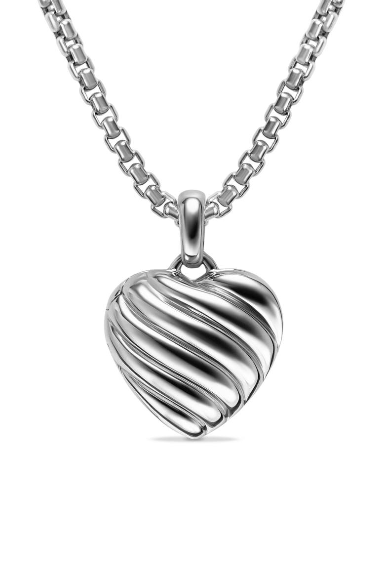 Sculpted Cable Heart Locket, 23mm, Main, color, STERLING SILVER