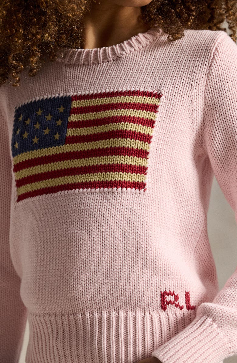 Polo Ralph Lauren Kids' Flag Crewneck Sweater, Alternate, color, Acacia Pink