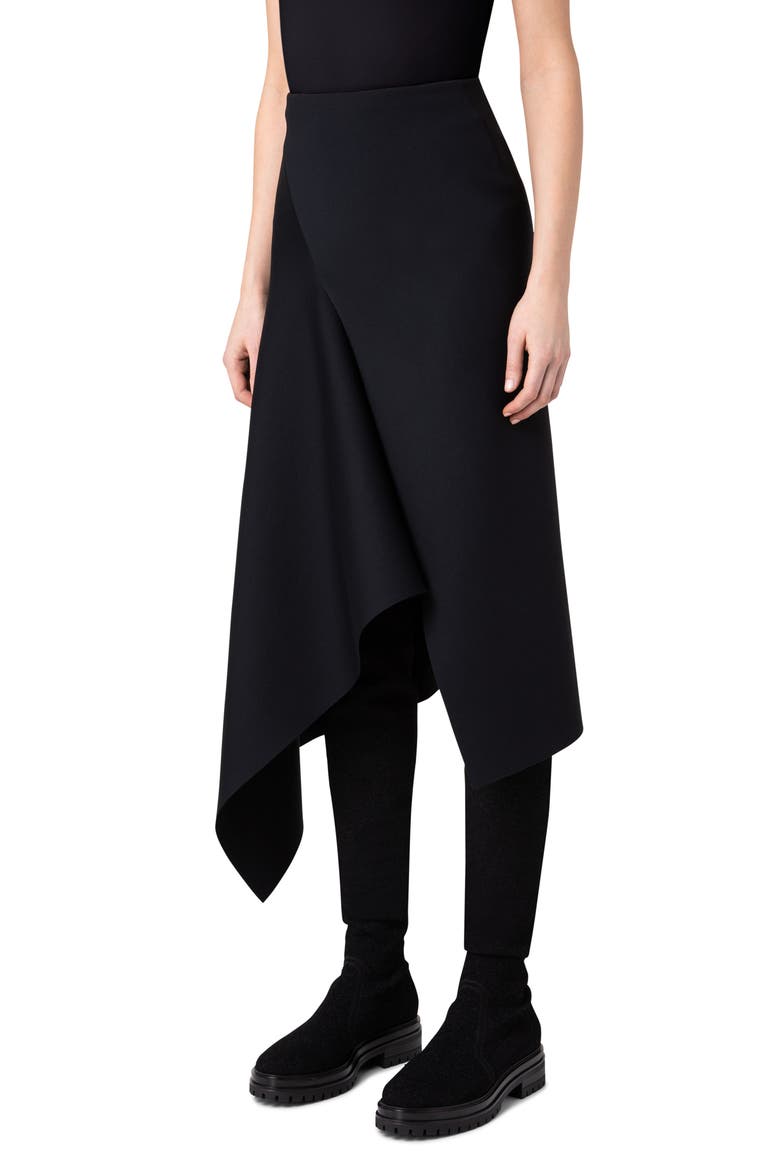 Asymmetric Techno Scuba Knit Skirt, Alternate, color, 009 BLACK