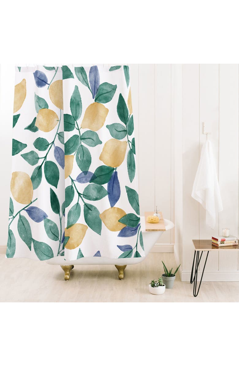 Deny Designs Spring Lemons Shower Curtain, Alternate, color, Green