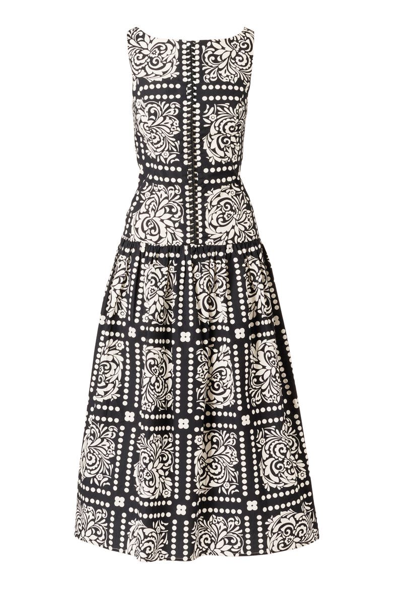 Print Drop Waist Sleeveless Maxi Dress, Alternate, color, BLACK/ IVORY