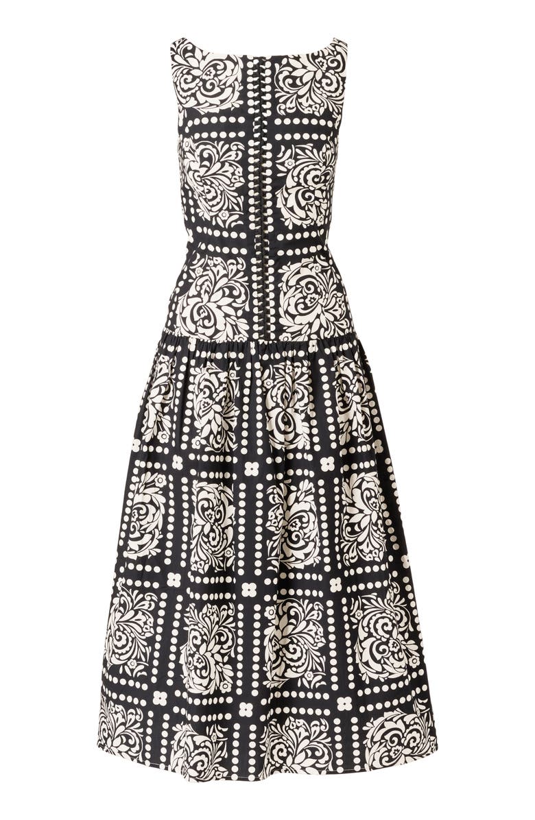 Adrianna Papell Print Drop Waist Sleeveless Maxi Dress, Alternate, color, Black/ Ivory