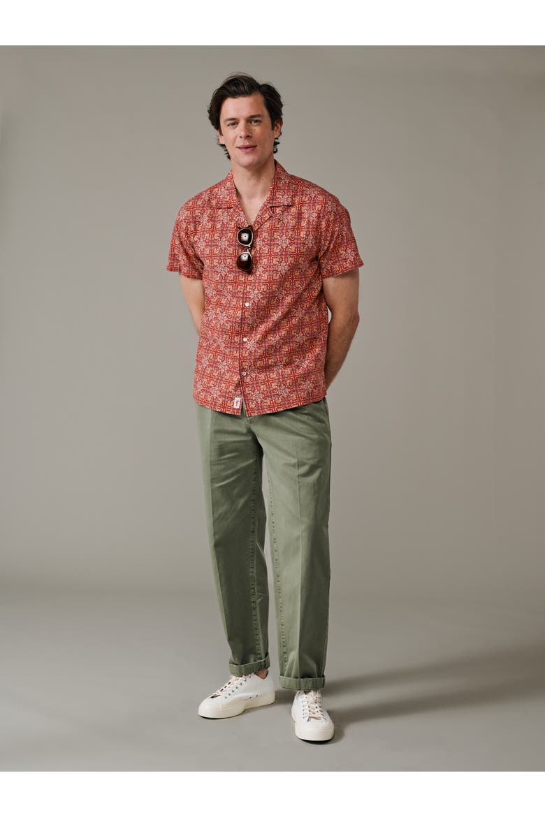 Abbey Cuban Collar Short Sleeved Shirt, Alternate, color, Tile Print
