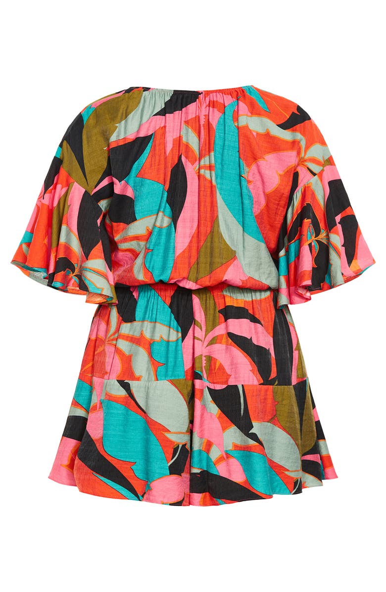 City Chic Harlow Flutter Sleeve Playsuit, Alternate, color, Red Barbados