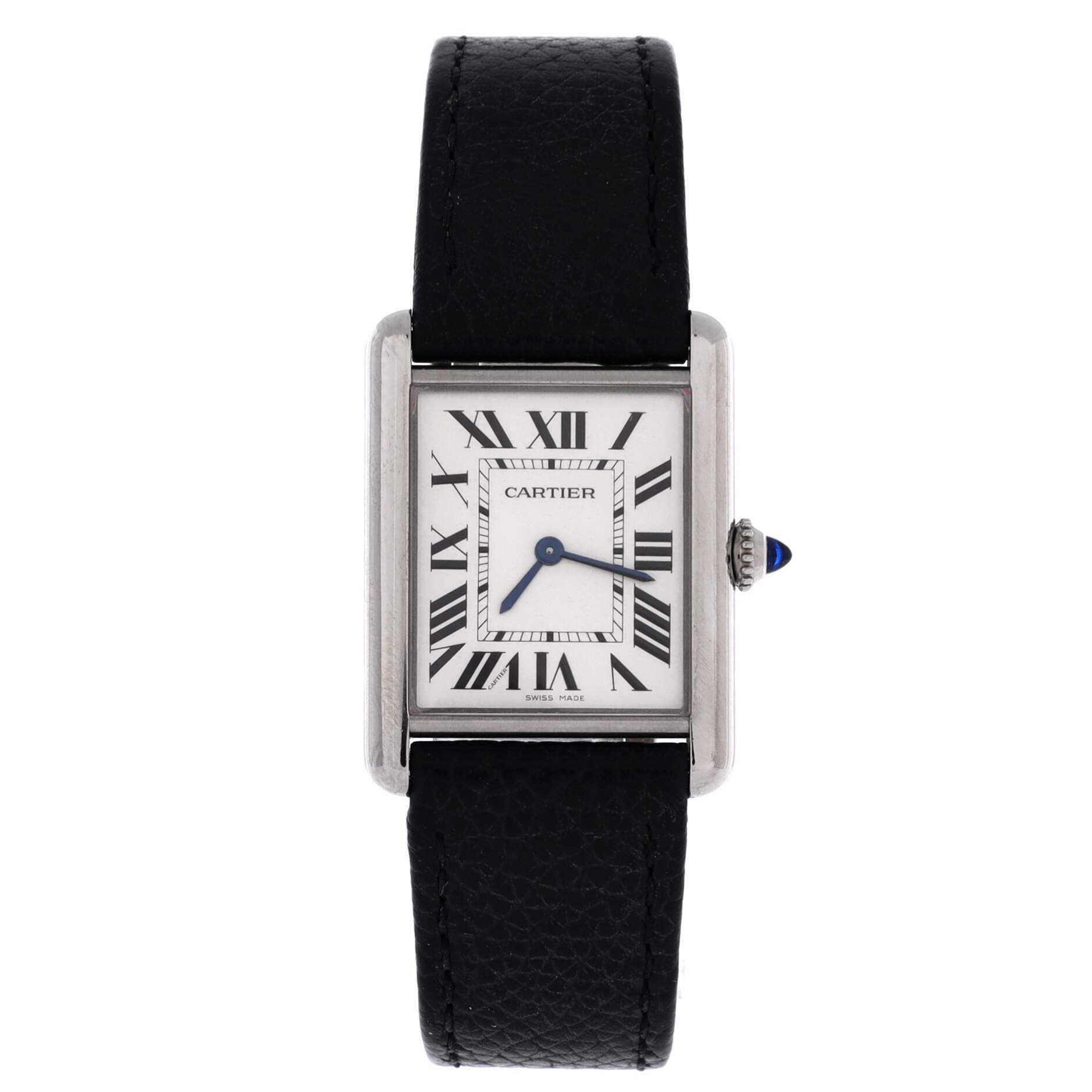 Must de Cartier Tank Quartz Watch Stainless Steel and Leather 25, Main, color, Black