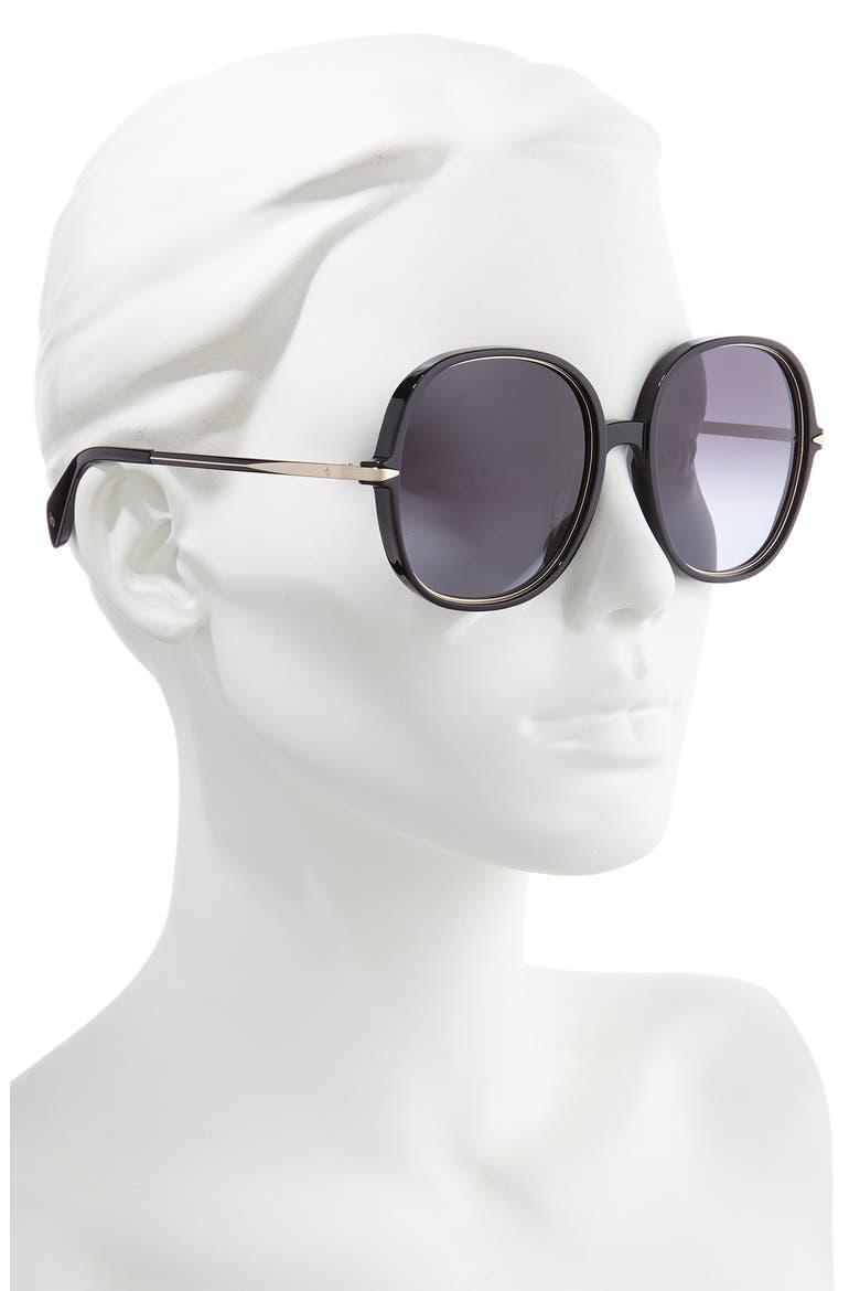 59mm Gradient Round Sunglasses, Alternate, color, BLACK