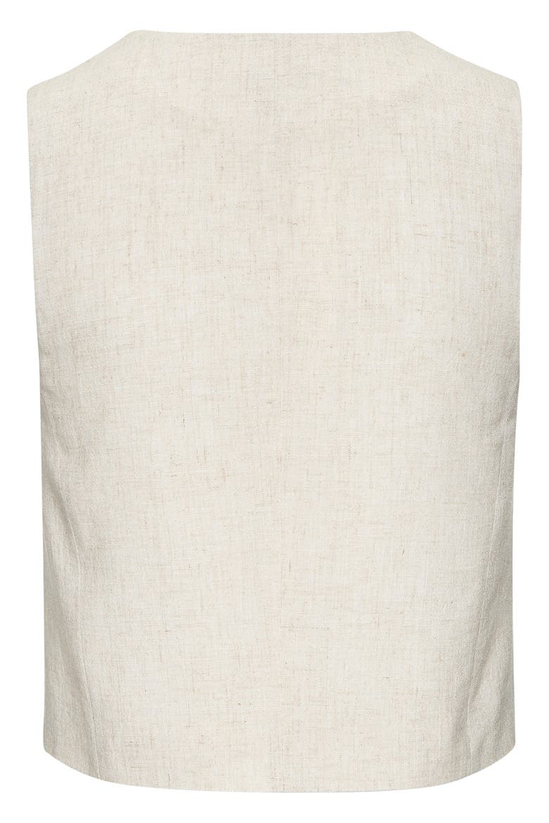 Linen Button Up Vest, Alternate, color, Sand