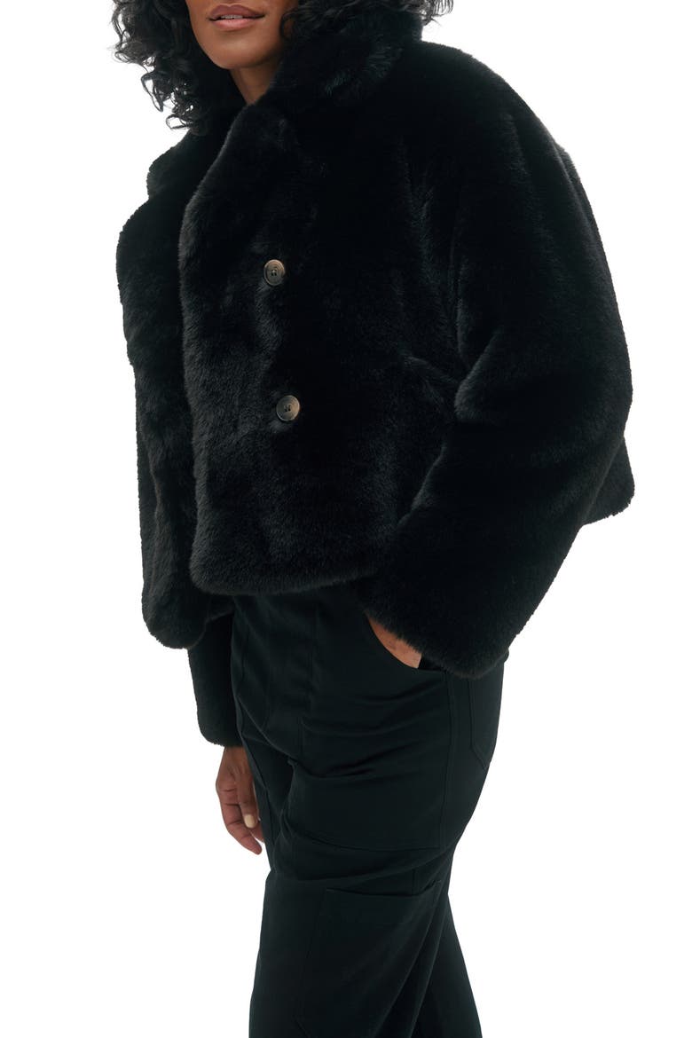 Push Faux Fur Coat, Alternate, color, BLACK